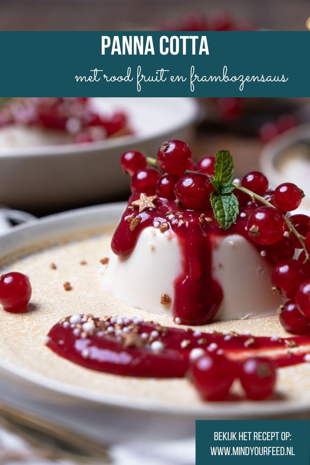 Romige panna cotta met rood fruit en frambozensaus, een feestelijk Italiaans nagerecht. Zelf panna cotta maken is eenvoudig met dit klassieke panna cotta recept, ideaal voor een diner of kerstdessert.